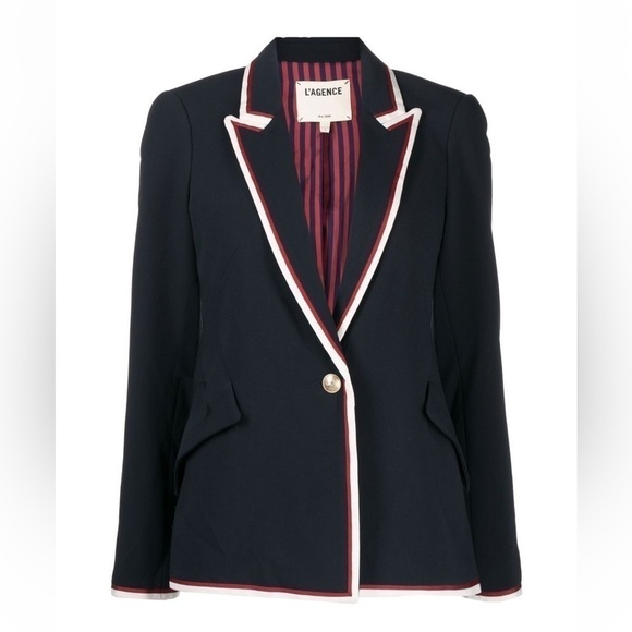 L'Agence Chamberlain Blazer in Midnight Even Stripe Size 0 NEW - Picture 5 of 15